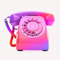 Colorful retro telephone collage element psd