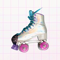 Roller skate collage element, colorful design psd