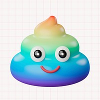 Rainbow poop collage element, 3D rendering psd