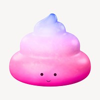 Gradient pink poop collage element, 3D rendering psd