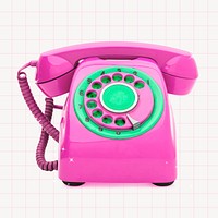 Pink retro telephone, funky design