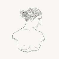 Nude Greek Goddess, line art illustration vector