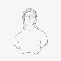 Nude Greek Goddess, line art illustration vector