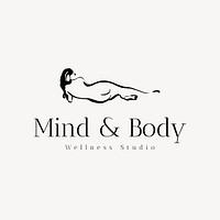 Wellness studio business logo template, minimal line art  psd