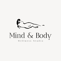 Wellness studio business logo template, minimal line art  vector