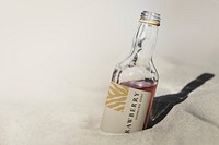 Glass bottle label mockup, product packaging  psd