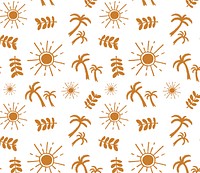 Brown tropical pattern, white background