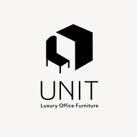 Interior business logo template, furniture illustration vector