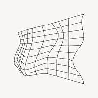 Distorted square wireframe, 3D abstract geometric illustration vector