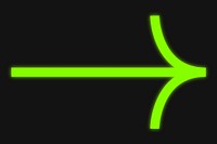 Green neon arrow, flat graphic vector