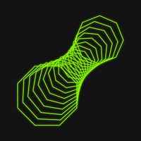 Green neon 3D wireframe shape vector