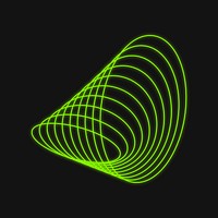 Green neon 3D wireframe shape vector