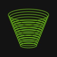 Green neon 3D wireframe shape vector