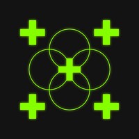 Overlapping circles, green neon shapes vector