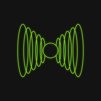 Overlapping circles, green neon shapes vector