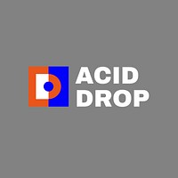 Acid drop logo template, retro design psd