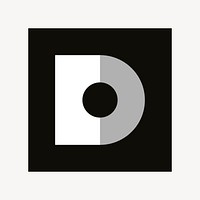 D logo element, black flat graphic psd