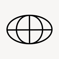 Grid globe, black flat graphic vector