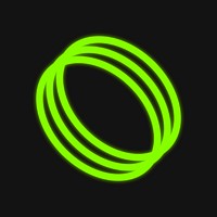 Overlapping circles, green neon graphic psd