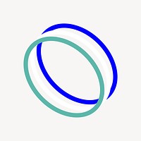 Overlapping circles, blue flat graphic vector