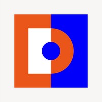 D logo element, colorful retro graphic psd