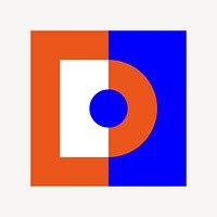 D logo element, colorful retro graphic vector