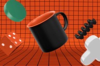 Black coffee mug, realistic product design