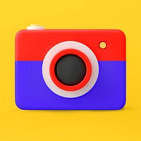 3D colorful camera, object illustration psd