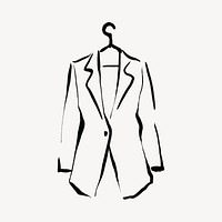 Women's blazer collage element, line art illustration psd