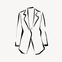 Women's blazer collage element, line art illustration psd