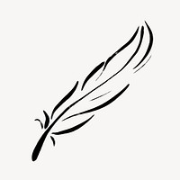 Feather  clipart, line art illustration psd