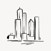 City scape clipart, drawing illustration vector