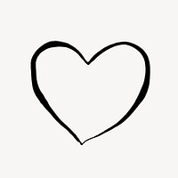 Heart doodle clipart, line art illustration psd