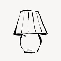 Bedside lamp collage element, line art illustration psd