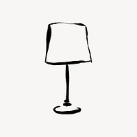 Table lamp collage element, line art illustration psd