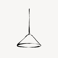 Dining lamp collage element, line art illustration psd