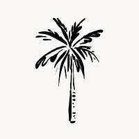 Palm tree collage element,  line art design  psd