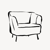 Armchair collage element, aesthetic drawing illustration vector