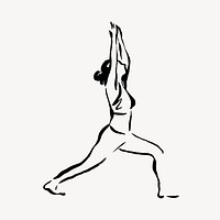 Yoga pose collage element, drawing illustration vector