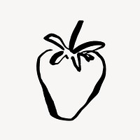 Strawberry  doodle collage element, line art fruit illustration vector