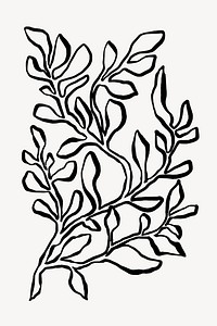 Leaf collage element, doodle design vector