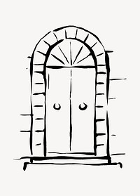Arched door clipart, drawing illustration vector