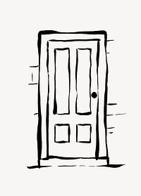 House door clipart, drawing illustration vector