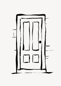 House door clipart, line art illustration psd