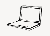 Laptop collage element, drawing illustration vector