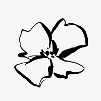 Flower ink brush collage element, line art design vector