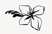 Hibiscus ink brush collage element, line art design vector