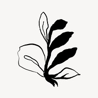 Leaf collage element,  ink brush design  vector