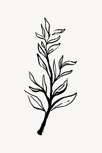 Leaf collage element,  ink brush design  vector