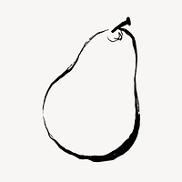 Pear doodle collage element, line art fruit illustration vector